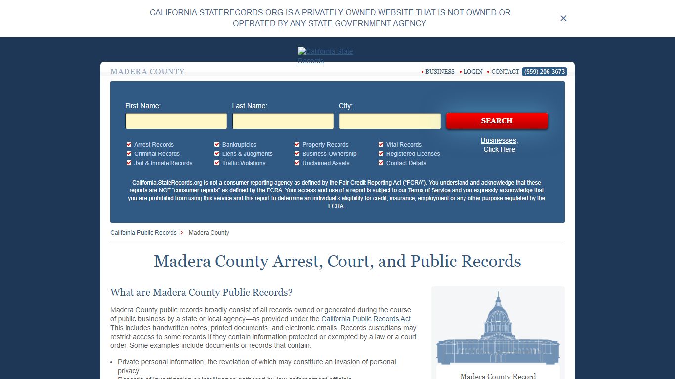 Madera County Arrest, Court, and Public Records