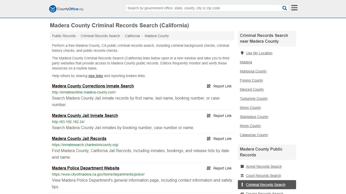 Criminal Records Search - Madera County, CA (Arrests, Jails & Most ...